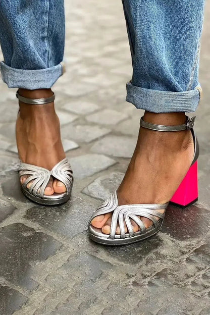SANDALS À TALONS BICOLORÉS