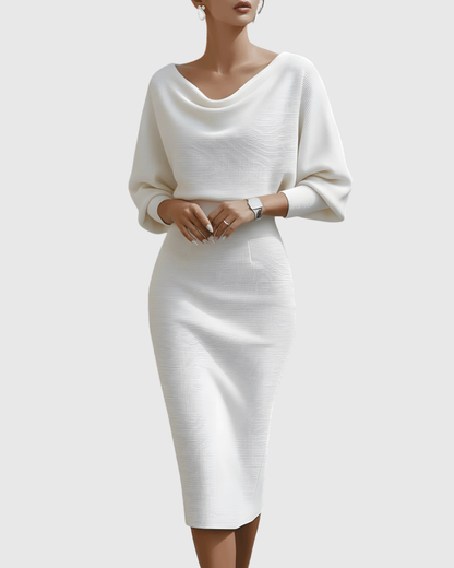 ISMERIA | Robe midi à manches chauve-souris