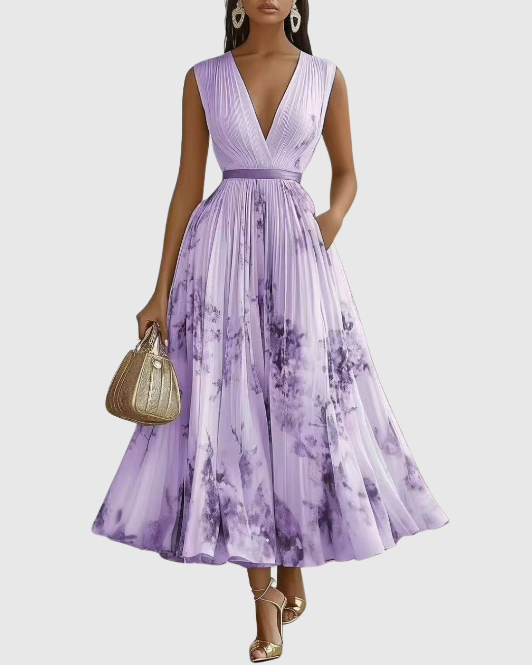 ROWELLA | Élégante robe longue plissée