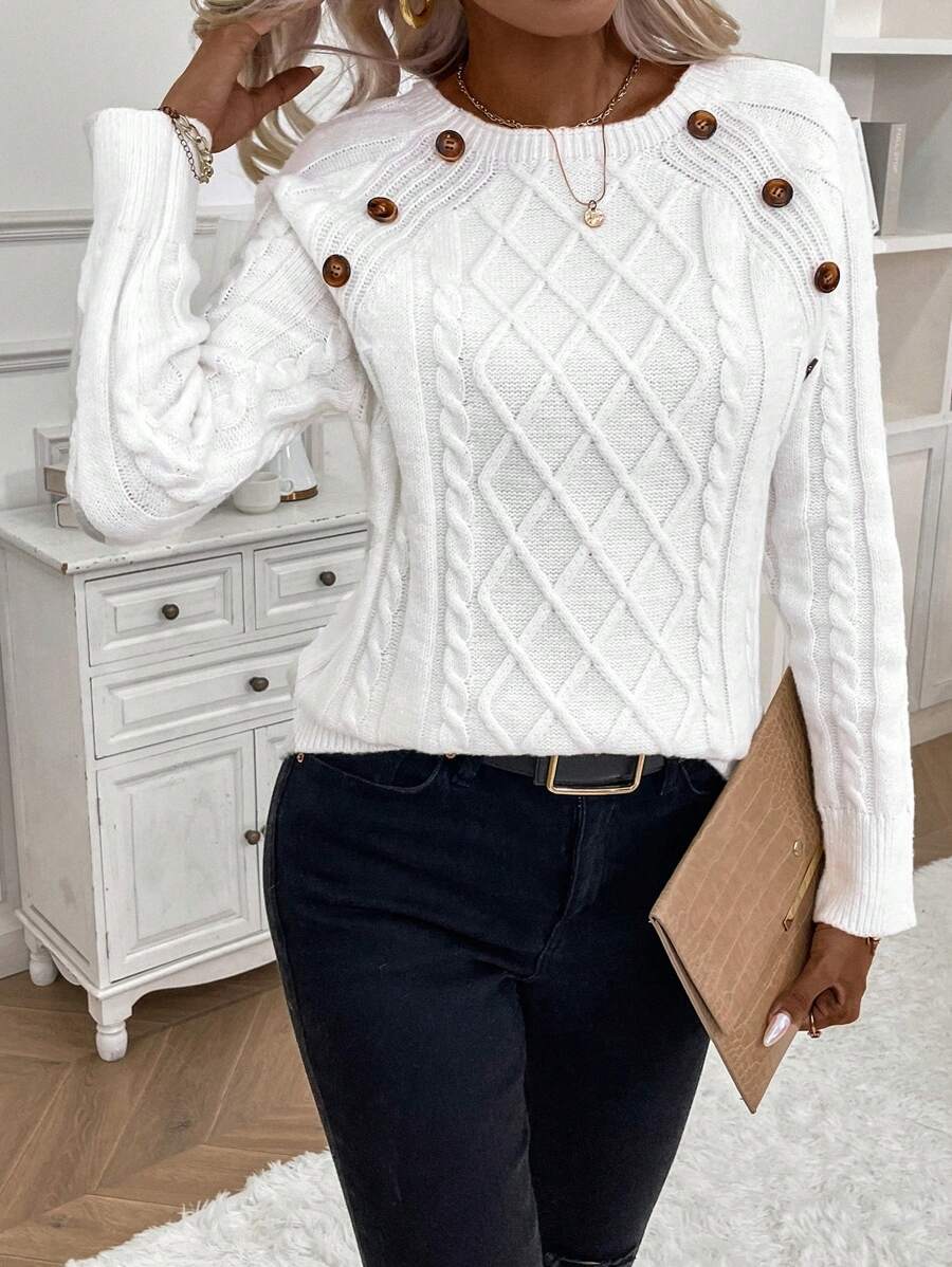 Catharina | Pull en Tricot à Détails Boutonnés