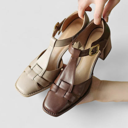 Scarlett | Sandales T-Strap Orthopédiques avec Talons Blocs