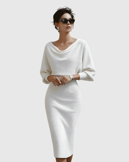 ISMERIA | Robe midi à manches chauve-souris