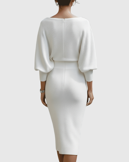 ISMERIA | Robe midi à manches chauve-souris