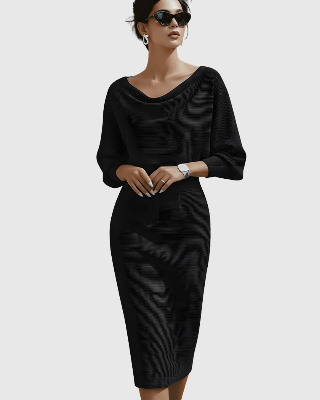 ISMERIA | Robe midi à manches chauve-souris