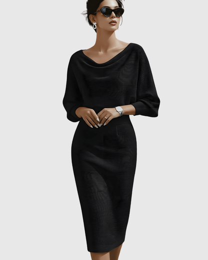 ISMERIA | Robe midi à manches chauve-souris