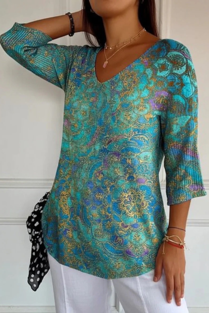 Bérangère™ | Blouse fluide élégante à imprimé raffiné