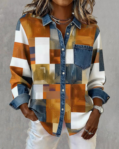 Séraphine | Chemise Color Block avec Col Fashion