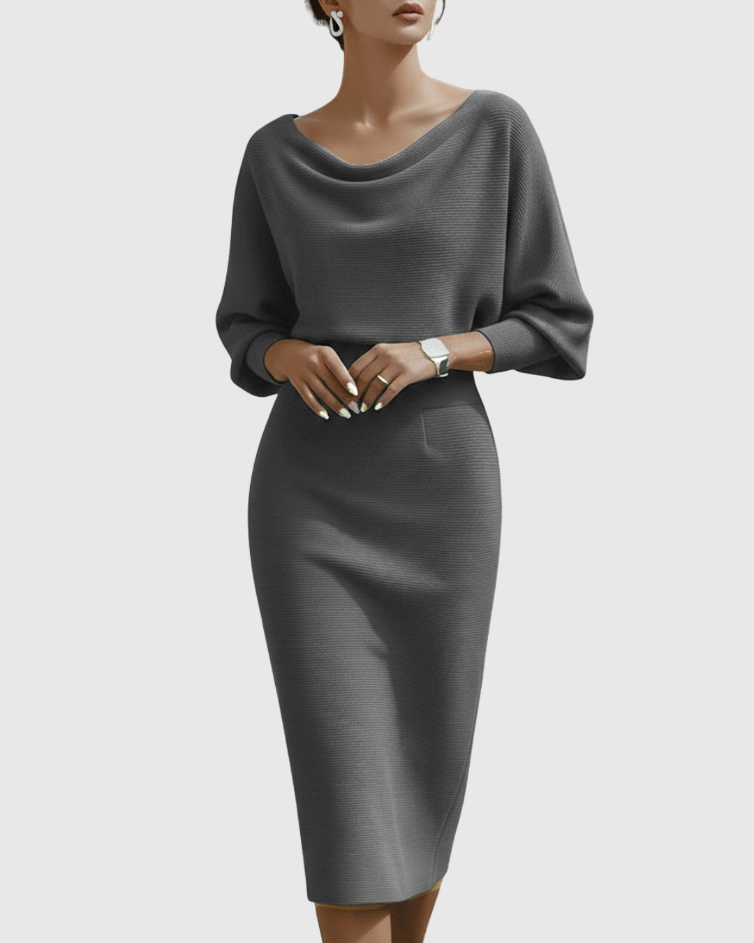 ISMERIA | Robe midi à manches chauve-souris