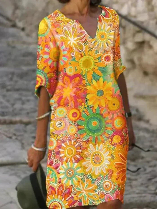 Nira | Robe Midi Fleurie Éclatante