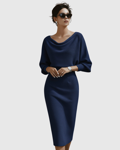 ISMERIA | Robe midi à manches chauve-souris