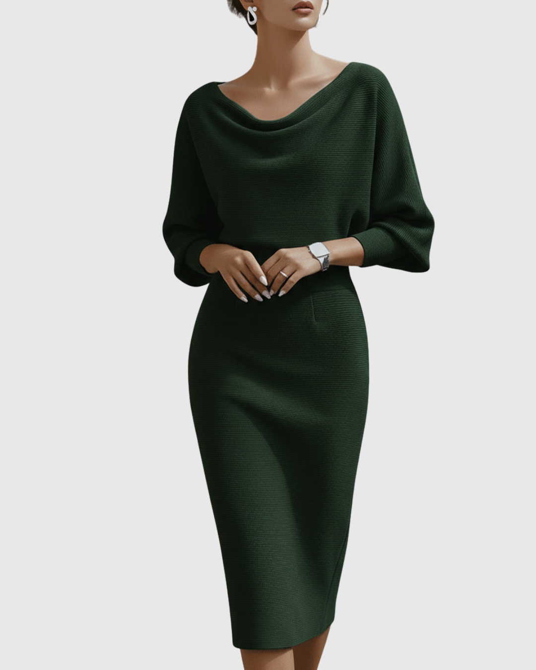 ISMERIA | Robe midi à manches chauve-souris