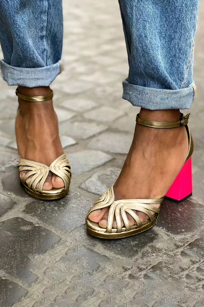 SANDALS À TALONS BICOLORÉS
