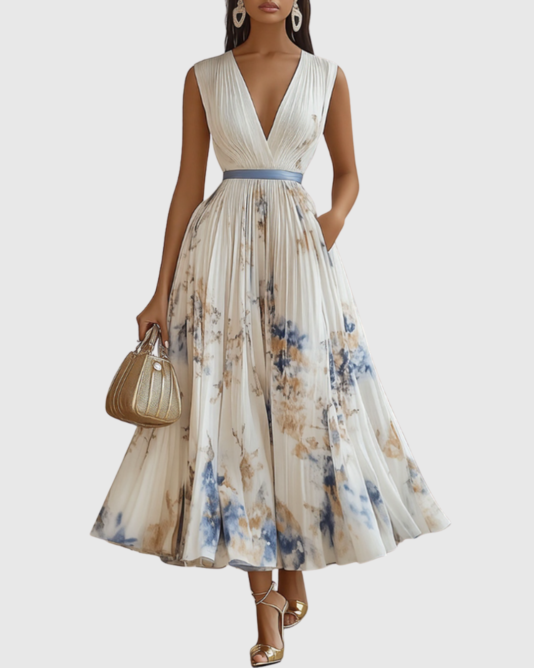 ROWELLA | Élégante robe longue plissée