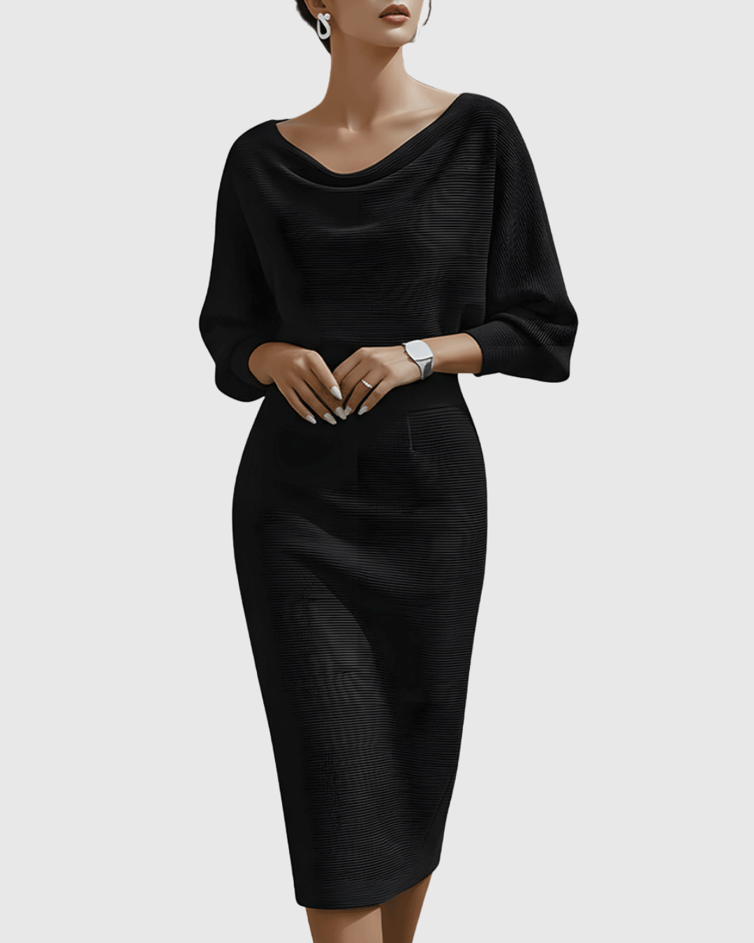 ISMERIA | Robe midi à manches chauve-souris