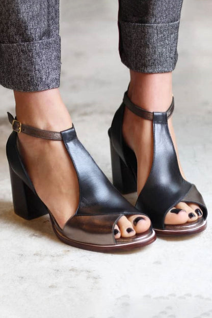 Siena | Sandales patchwork noires