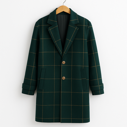 Élise | Manteau en Laine à Carreaux Classique