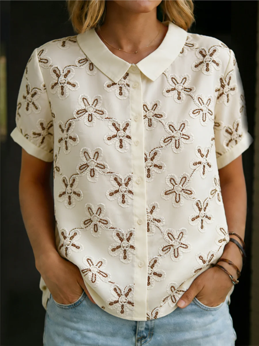 Amy – Blouse avec Col et Fleurs