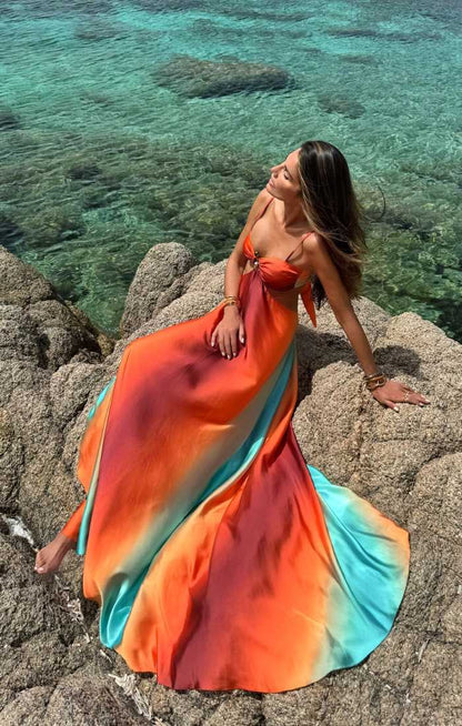 Saylor | Robe Maxi Sans Dos à Bretelles Dégradé