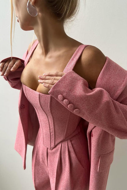 Hannah | Ensemble de trois pièces avec blazer croisé