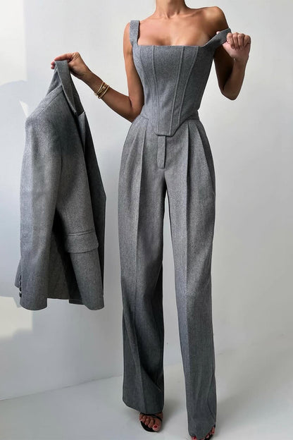 Hannah | Ensemble de trois pièces avec blazer croisé