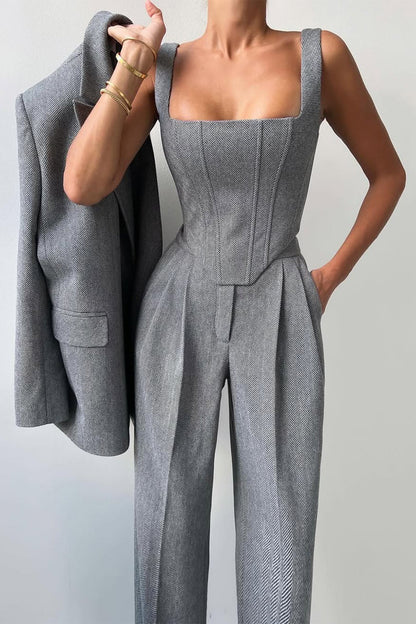 Hannah | Ensemble de trois pièces avec blazer croisé