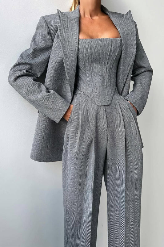 Hannah | Ensemble de trois pièces avec blazer croisé