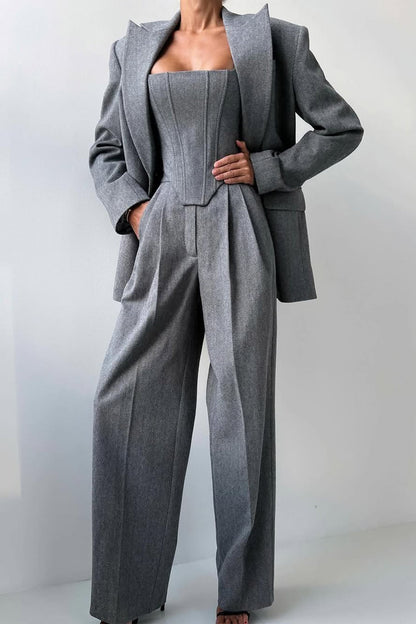 Hannah | Ensemble de trois pièces avec blazer croisé