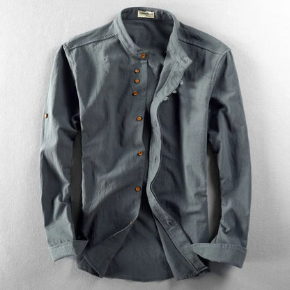 Chemise décontractée pour homme en lin mélangé d'inspiration japonaise