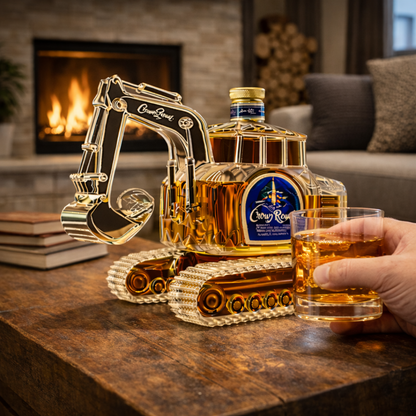 Bouteille de whisky en forme de pelleteuse