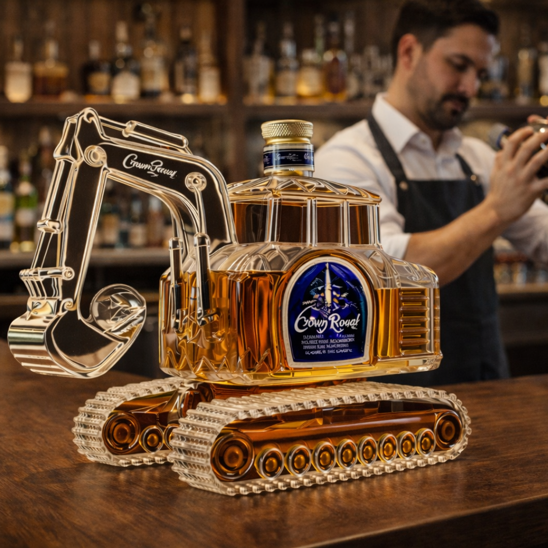 Bouteille de whisky en forme de pelleteuse