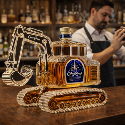 Bouteille de whisky en forme de pelleteuse
