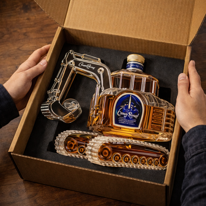 Bouteille de whisky en forme de pelleteuse