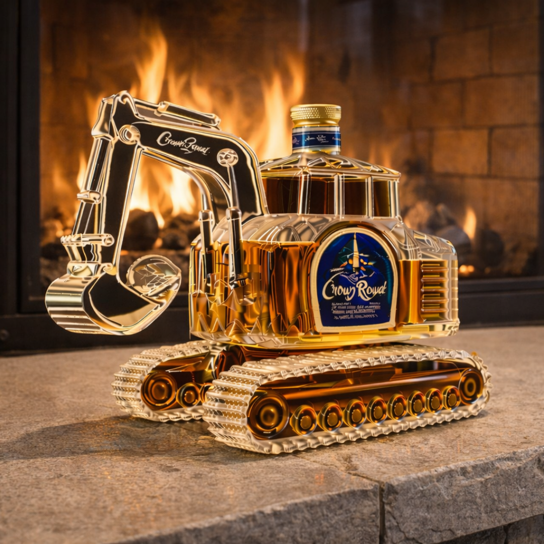 Bouteille de whisky en forme de pelleteuse