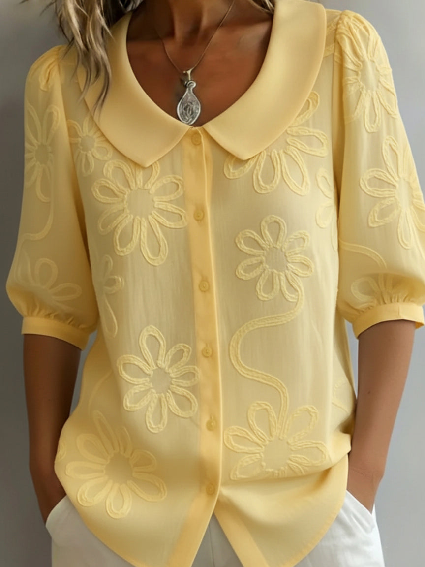 Aurélie™ | La Blouse au Col Fleuri
