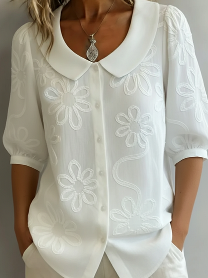 Aurélie™ | La Blouse au Col Fleuri