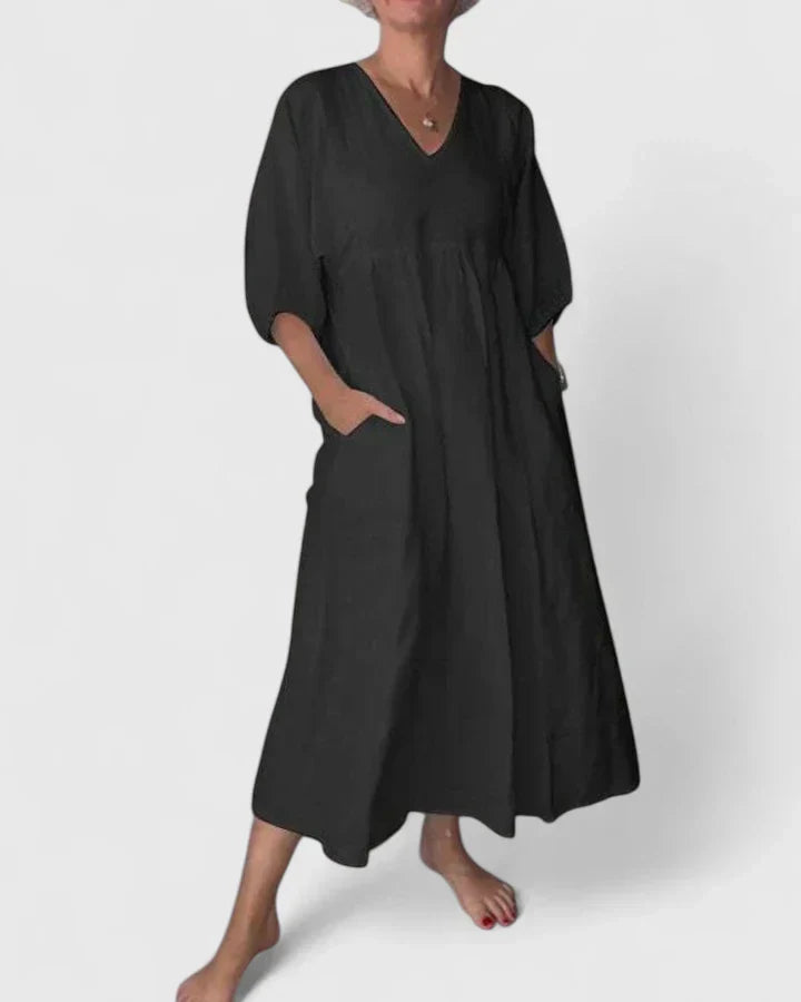 Thalie | Robe Maxi Lin Noir